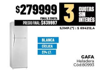 Gafa - Heladera Cód:80993