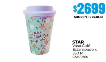 Star - Vaso Café Estampado x 550 Ml. Cód:70380