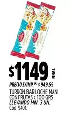 Bariloche - TURRON MANI CON FRUTAS x 100 GRS