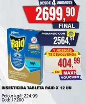 Raid - INSECTICIDA TABLETA X 12 UN