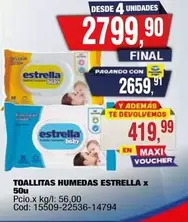 Estrella - TOALLITAS HUMEDAS ESTRELLA X 50u