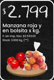 X$ - Manzana roja y en bolsita x kg.