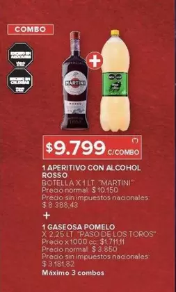 Paso de los Toros - APERITIVO CON ALCOHOL ROSSO + GASEOSA POMELO
