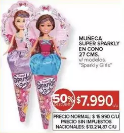 MUNECA SUPER SPARKLY EN CONO 27 CMS.