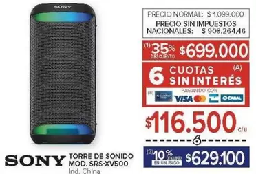 Sony - TORRE DE SONIDO MOD. SRS-XV500