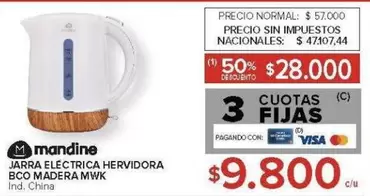 Mandine - JARRA ELECTRICA HERVIDORA BCO MADERA MWK