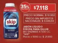 Skip - JABON LIQUIDO P/ROPA PARA DILUIR BIO ENZIMAS X 500 CC