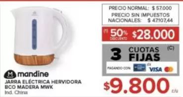 Mandine - JARRA ELÉCTRICA HERVIDORA BCO MADERA MWK