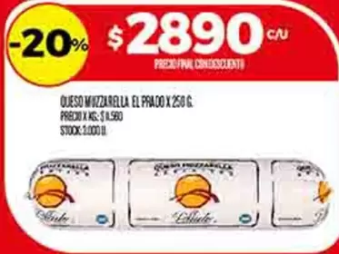 X$ - QUESO MUZZARELLA EL PRADO X 250 G