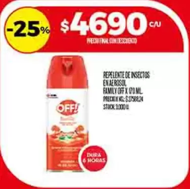 Off - REPELENTE DE INSECTOS EN AEROSOL FAMILY OFF X 170 ML