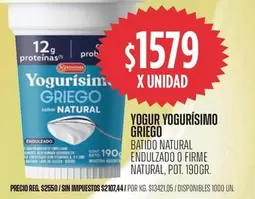 X$ - YOGUR YOGURÍSIMO GRIEGO