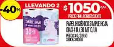 PAPEL HIGIÉNICO SIMPLE HOJA