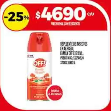 Off - REPELENTE DE INSECTOS EN AEROSOL FAMILY OFF X 170 ML