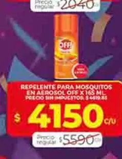 Off - REPELENTE PARA MOSQUITOS EN AEROSOL X 165 ML