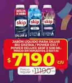 Skip - JABÓN LIQUIDO PARA DILUIR BIO ENZIMA / POWER OXI / POWER DELUXE X 500 ML