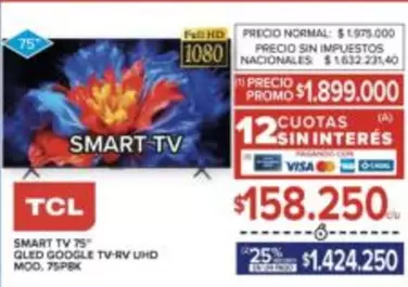 TCL - SMART TV 75" QLED GOOGLE TV-RV UHD
