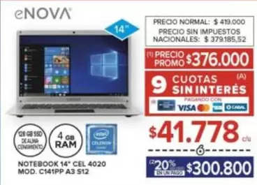 NOTEBOOK 14 CEL 4020 MOD. C141PP A3 S12