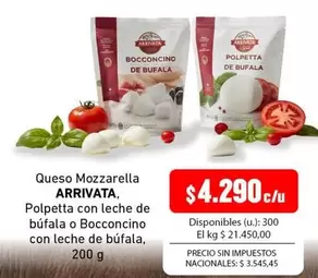 Mozzarella ARRIVATA, Polpetta con leche de búfala o Bocconcino con leche de búfala