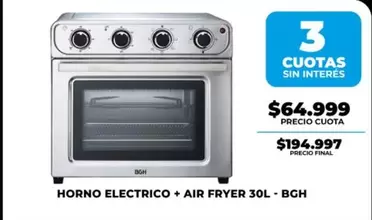 BGH - HORNO ELECTRICO + AIR FRYER 30L