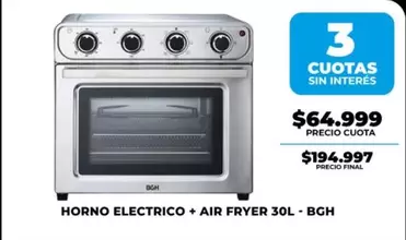 BGH - HORNO ELECTRICO + AIR FRYER 30L