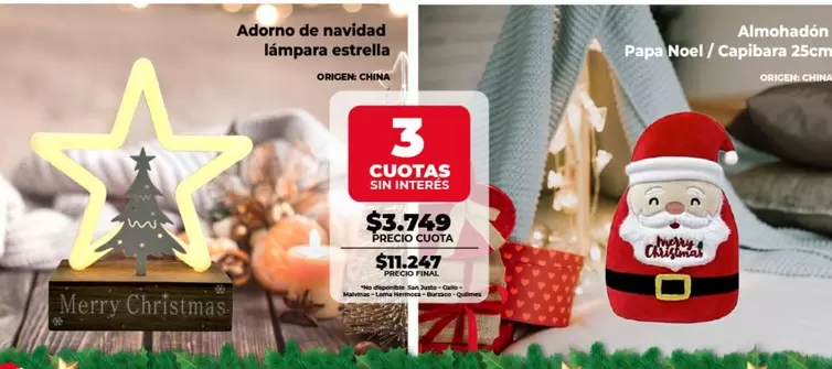 Estrella - Adorno de navidad lámpara estrella, Almohadin Papa Noel / Capitors 25cm