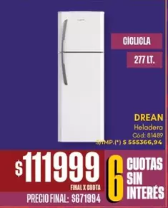 Drean - Heladera Cód: 81489