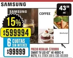 Samsung - SMART TV LED 43" 4K 4KBEC-H