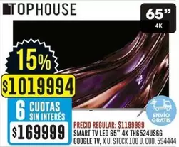 Google - SMART TV LED 65" 4K TH6524US6G