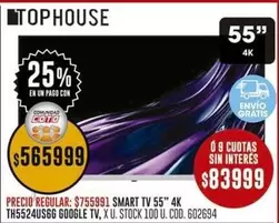 Coto - SMART TV 55" 4K TH5524US6G GOOGLE TV