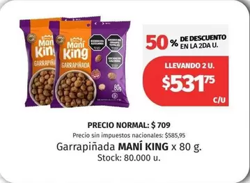 King - Garrapiñada MANÍ KING x 80 g.