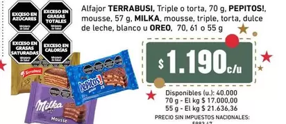 Milka - Triple o torta, PEPITOS!, mousse, triple, torta, dulce de leche, blanco u OREO