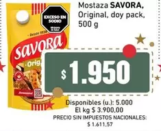 Savora - Mostaza, Original, doy pack