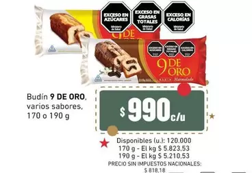 9 de oro - Budin 9 DE ORO