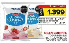 Gran Compra - Yogur Bebible Frutilla/Vainilla
