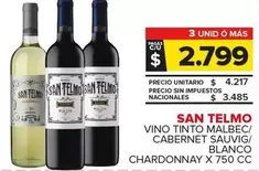 San Telmo - Vino Tinto Malbec/ Cabernet Sauvig/ Blanco Chardonnay