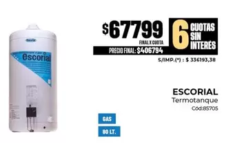 Escorial - Termotanque Cod:85705