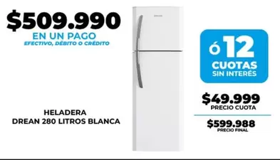 Drean - 280 LITROS BLANCA