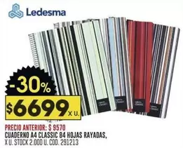 Ledesma - CUADERNO A4 CLASSIC 84 HOJAS RAYADAS