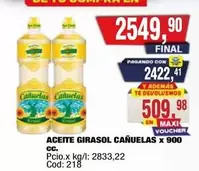 cañuelas - ACEITE GIRASOL CAÑUELAS x 900
