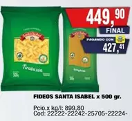 Santa Isabel - FIDEOS x 500 gr.
