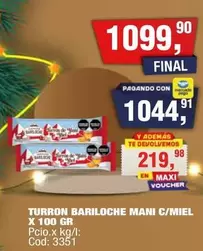 Bariloche - TURRON MANI C/MIEL