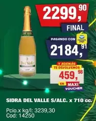 Del Valle - SIDRA DEL VALLE S/ALC. x 710 cc.