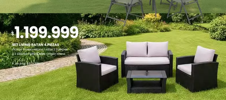 Origen - SET LIVING RATAN 4 PIEZAS