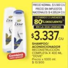 Dove - SHAMPOO/ ACONDICIONADOR RECONSTRUCCIÓN COMPLETA X 400 ML
