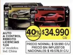 AUTO A CONTROL REMOTO LICENCIAS 1:24