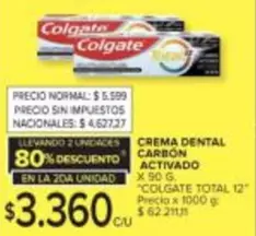 Colgate - CREMA DENTAL CARBÓN ACTIVADO