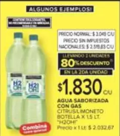 H2oh - AGUA SABORIZADA CON GAS CITRUS LIMONETO
