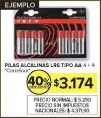 Carrefour - PILAS ALCALINAS LR6 TIPO AA 4+4