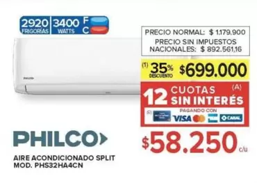 Philco - AIRE ACONDICIONADO SPLIT