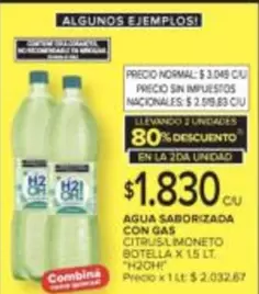 H2oh - AGUA SABORIZADA CON GAS CITRUSLIMONETO
